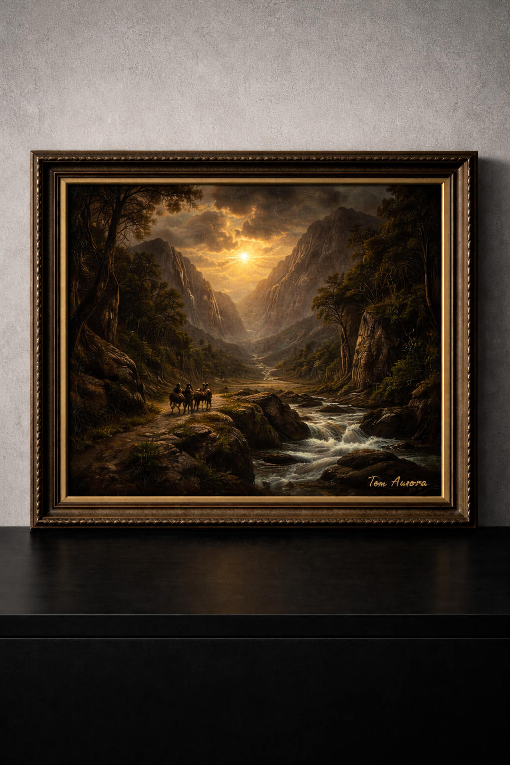 Sunset over a mountain pass