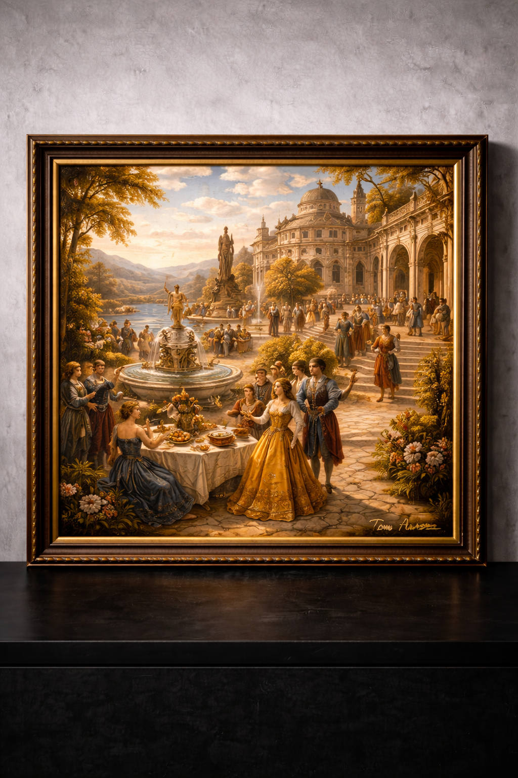 Renaissance garden party in a villa