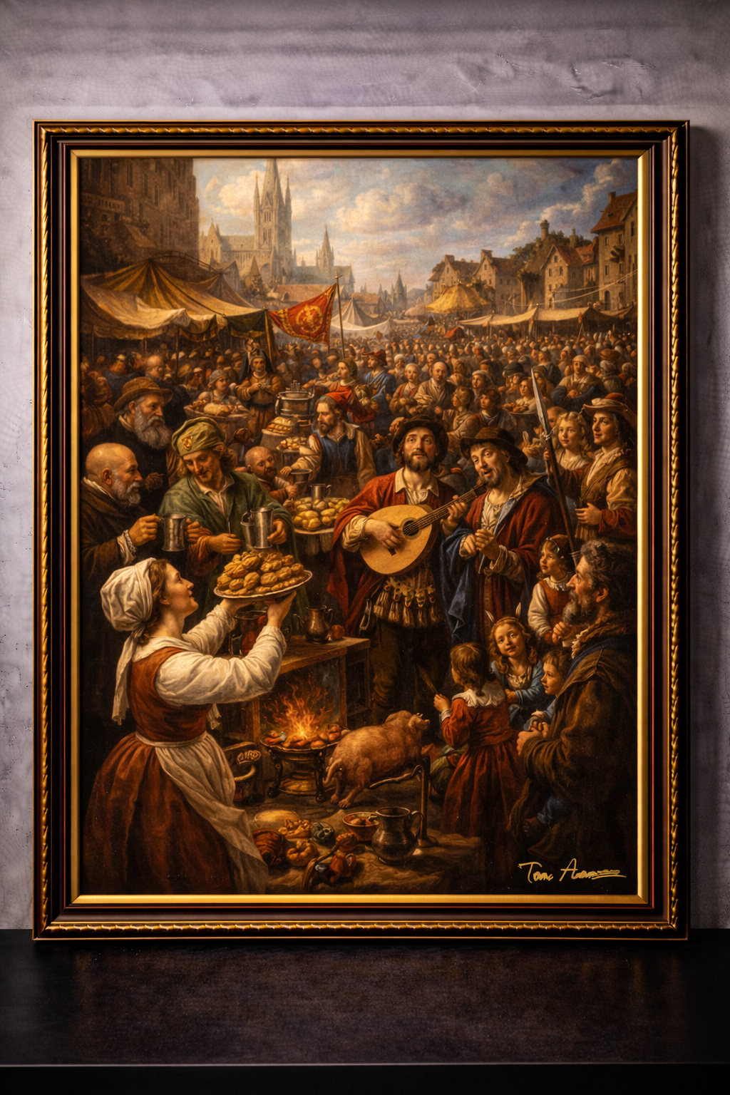 Renaissance festival in a vibrant marketplace