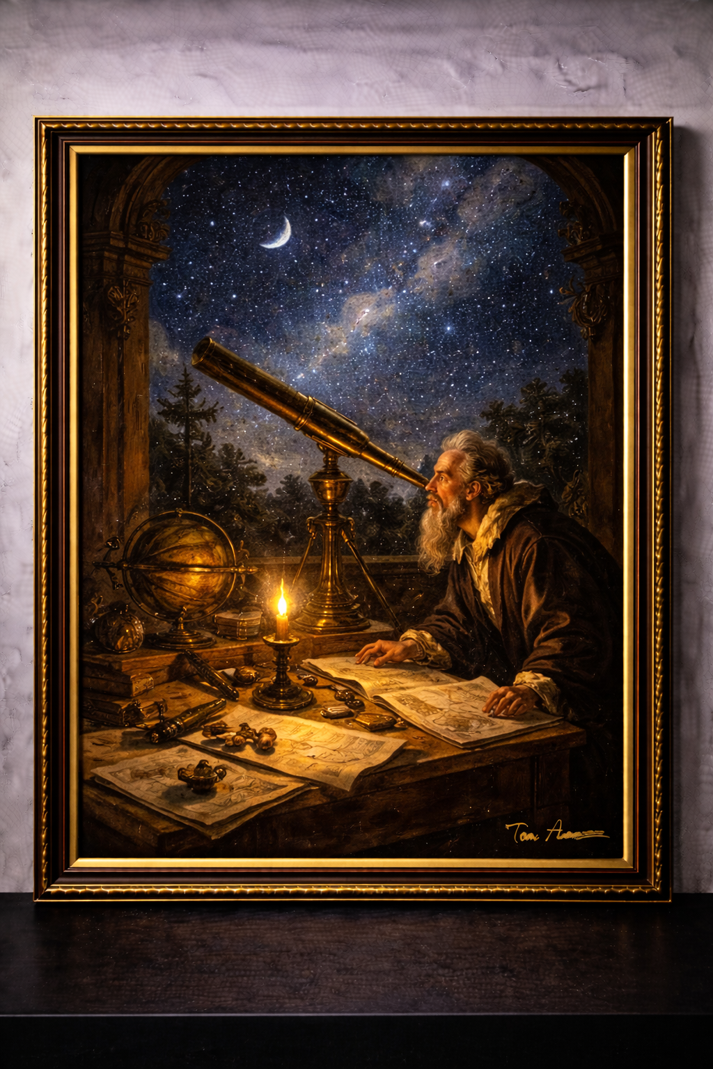 Astronomer in a Baroque observatory