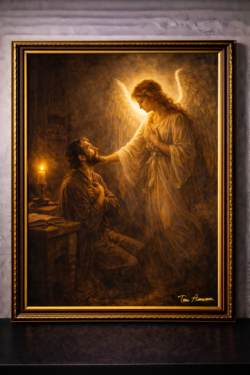 Divine encounter in candlelight