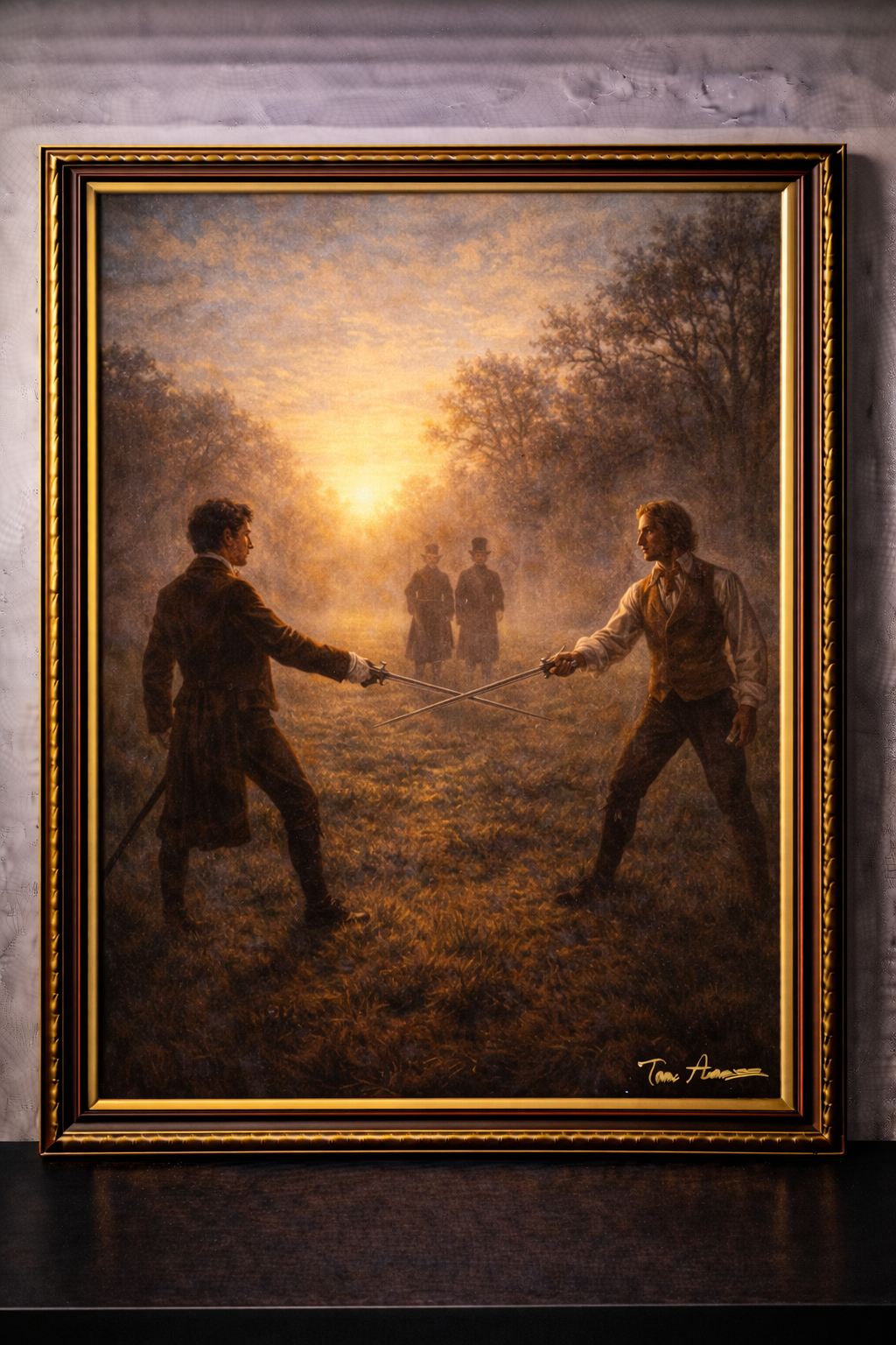 A duel at dawn in mist