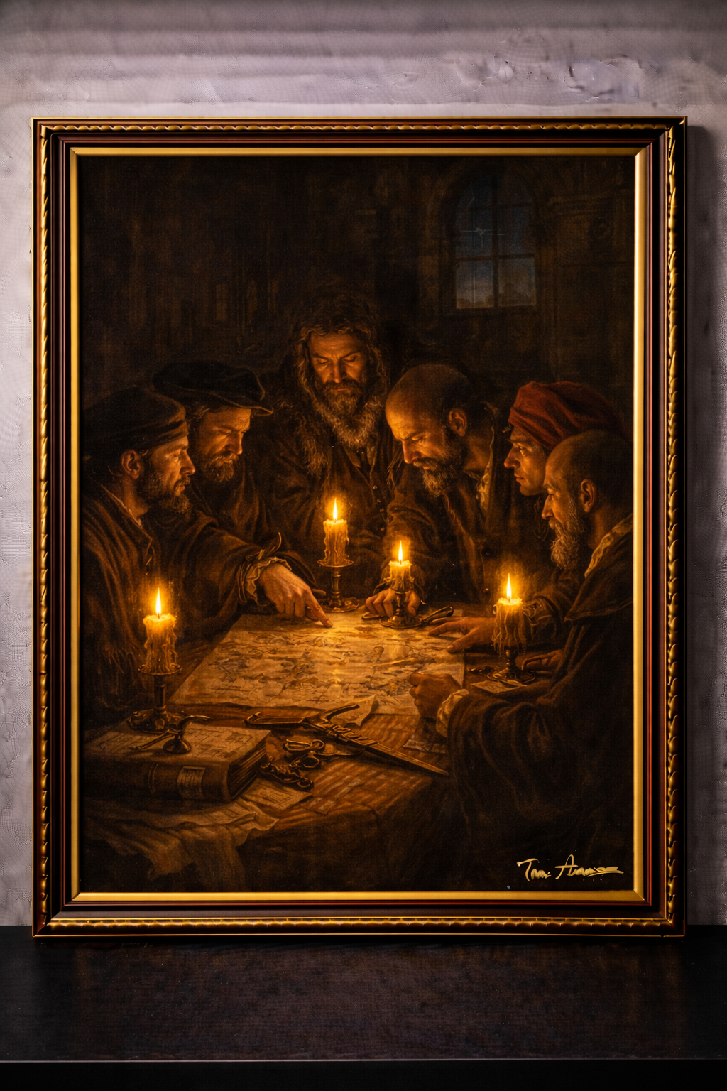 Secret midnight council around a map