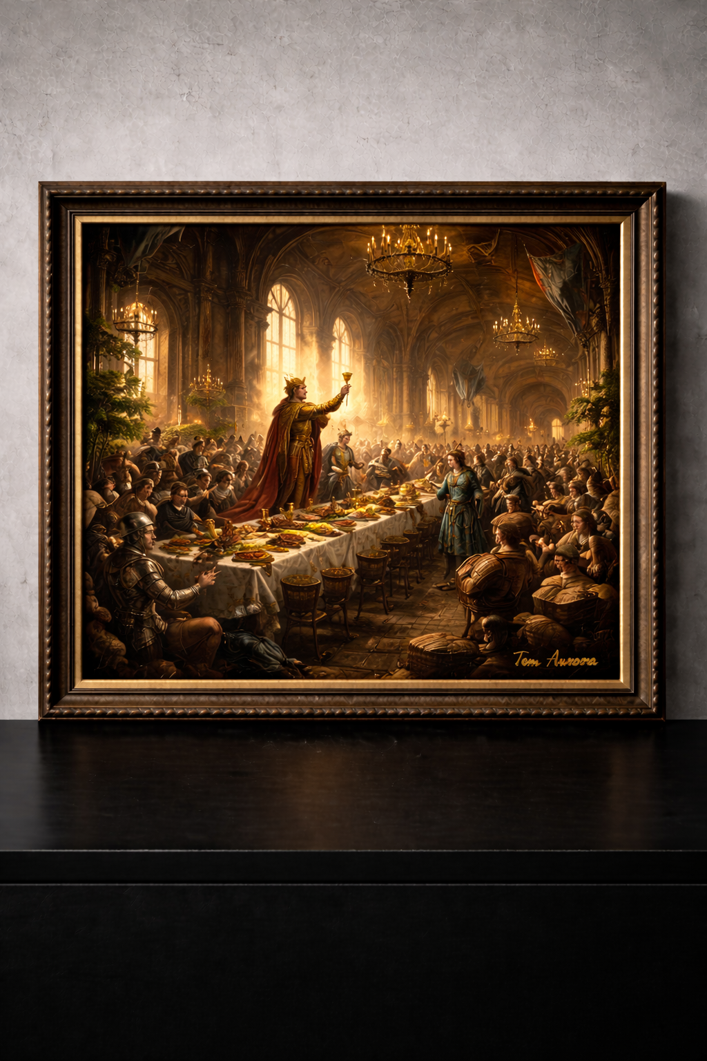 Medieval feast in a grand hall